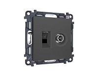 Комплект механизма розетки компьютерной + TV оконечной RJ-45 с автоматической защитной шторкой , графит, MA912510 Ambrella Volt