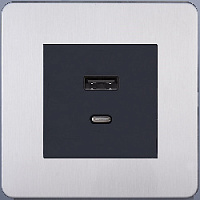 Дизайнерская розетка USB Type-C, никель, SBAN55B5A12 Salvador