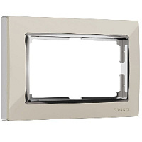 Дизайнерская рамка для двойной розетки, слоновая кость / хром, поликарбонат, W0081903 Werkel
