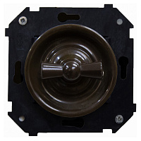 Ретро выключатель с накладкой, коричневый, B3-202-22 BIRONI, двухклавишный