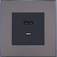 Дизайнерская розетка USB Type-C, темный глянец, SJAN88EC12 Salvador