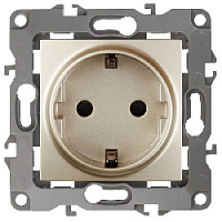 Дизайнерская розетка с заземлением без м.лапок, шампань, Б0014684 Эра, серия 12