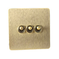 Дизайнерский выключатель Vega Бронза браш, BVBR3KTA Bonze трехклавишный