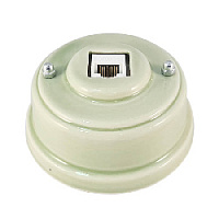 Розетка компьютерная RJ 45 (cat.6), зеленый, серебристая фурнитура, РК6ЗС ЛЕАНЗА