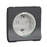 Дизайнерская розетка с заземлением и шторками, антрацит, MUR36134 Schneider Electric, серия Merten D-Life