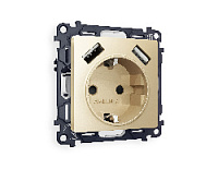 Комплект механизма электрической розетки 2USB A+A 18W (быстрая зарядка) с/з, шампань, MA609010 Ambrella Volt