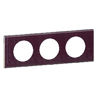 Дизайнерская рамка 3 местная, кожа пурпур, камень, 069443 Legrand, серия Celiane