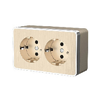 Дизайнерская розетка двойная с заземлением, шампань рифленый, W5072110 Werkel, серия Gallant