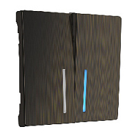 Двойная клавиша выключателя с подсветкой бронза рифленый, W1129112 Werkel