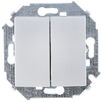 Дизайнерский выключатель, алюминий, 1591398-033, Simon, двухклавишный, серия 15