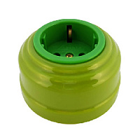 Ретро розетка с/з, фисташковый, золотистая фурнитура, РФЗ ЛЕАНЗА