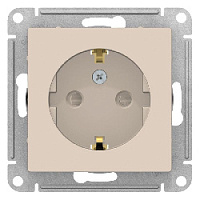 Дизайнерская розетка с заземлением и шторками, бежевый, ATN000245 Schneider Electric, серия Atlas Design