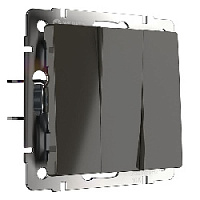 Дизайнерский выключатель, серо-коричневый глянцевый, WL07-SW-3G Werkel, трехклавишный