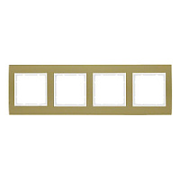 Дизайнерская рамка 4 местная, золотой/полярная белизна, алюминий, 10143046 Berker, серия B.3