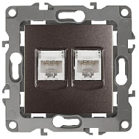 Дизайнерская розетка интернет 2хRJ-45, бронза, Б0019355 Эра, серия 12