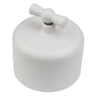 Ретро выключатель, белый, проходной JAD.0R11.PG00  Jantera одноклавишный, поворотный