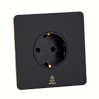 Дизайнерская розетка с/з и шторками электрическая Vega Черный песок, BVB1SS Bonze