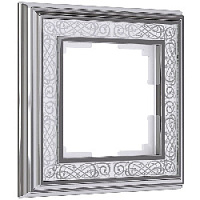 Дизайнерская рамка 1 местная, хром / белый, алюминий, акрил, W0011431 Werkel