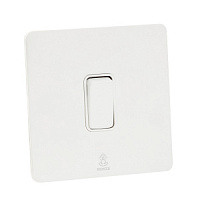 Дизайнерский выключатель Vega Белый лед, BVW1KB Bonze одноклавишный проходной