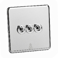 Дизайнерский выключатель Mira Зеркальный хром, BMC3KTA Bonze трехклавишный