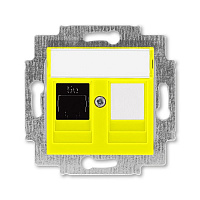 Дизайнерская розетка компьютерная RJ-45 кат. 5е и заглушка, желтый, 2CHH295117A6064 ABB, серия Levit