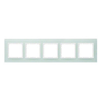 Дизайнерская рамка 5 местная, полярная белизна, глянцевый, стекло, 10156909 Berker, серия B.7