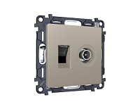 Комплект механизма розетки компьютерной + TV оконечной RJ-45 с автоматической защитной шторкой , серо-бежевый, MA372510 Ambrella Volt