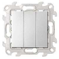 Дизайнерский выключатель, алюминий, 2450391-033, Simon, трехклавишный, серия 24 Harmonie