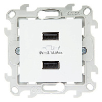 Дизайнерская розетка 2хUSB, белый, 2411096-030 Simon, серия 24 Harmonie