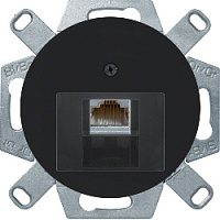 Розетка компьютерная одинарная RJ45 6-й кат., черный глянцевый, 14072045 + EPUAE8UPOK6 Berker