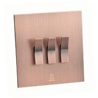 Дизайнерский выключатель Aura Медь браш, BAC3KBE Bonze трехклавишный проходной