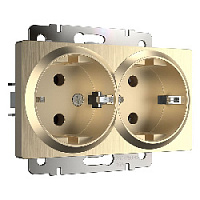 Дизайнерская двойная розетка с заземлением, шампань рифленый, W1172010 Werkel