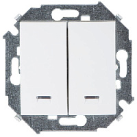 Дизайнерский выключатель с подсветкой, белый, 1591392-030, Simon, двухклавишный, серия 15