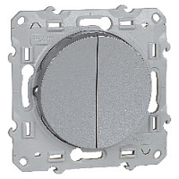 Дизайнерский выключатель, алюминий, S53R213 Schneider Electric, двухклавишный, проходной, серия Odace