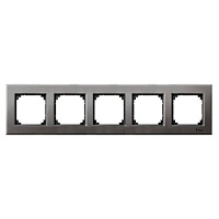 Дизайнерская рамка 5 местная, серый родий, металл, MTN403514 Schneider Electric, серия Merten System M-Elegance