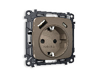 Комплект механизма электрической розетки 2USB A+C 20W (быстрая зарядка) с/з, темная бронза матовый, MO640010 Ambrella Volt