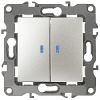 Дизайнерский выключатель с подсветкой, перламутр, Б0019294 Эра, двухклавишный, серия 12