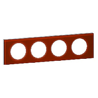 Дизайнерская рамка 4 местная, смальта кармин, стекло, 069474 Legrand, серия Celiane