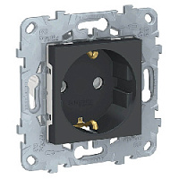 Дизайнерская розетка с заземлением и шторками, антрацит, NU503754 Schneider Electric, серия Unica New