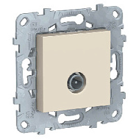 Дизайнерская розетка TV проходная, бежевый, NU546344 Schneider Electric, серия Unica New