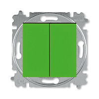 Дизайнерский выключатель, зеленый / дымчатый черный, 2CHH590545A6067, ABB, двухклавишный, серия Levit