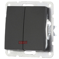 Дизайнерский выключатель с индикатором, черный бархат, 861208-1 LK Studio, двухклавишный, серия LK60
