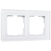 Дизайнерская рамка 2 местная, белый матовый, стекло, W0021105 Werkel