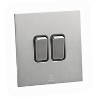 Дизайнерский выключатель Aura Никель браш, BAN2KB Bonze двухклавишный проходной