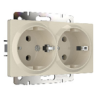 Дизайнерская двойная розетка с заземлением, слоновая кость глянцевый, W1172003 Werkel