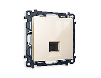 Комплект механизма компьютерной розетки RJ-45(8P8C) CAT6 с шторкой, бежевый глянец, MA312010 Ambrella Volt