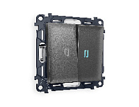 Комплект механизма 2-кл выключателя с подсветкой 10000K голубой свет, антрацит серый, MA654020 Ambrella Volt, двухклавишный