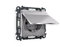 Комплект механизма электрической розетки с/з c шторками и крышкой, сталь матовый, MA508010 Ambrella Volt