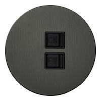 Розетка компьютерная двойная RJ-45, круглая, EU020107, антрацит, Salvador