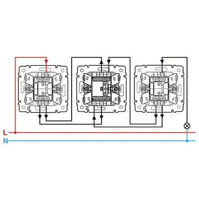 Схема подключения перекрёстного выключателя